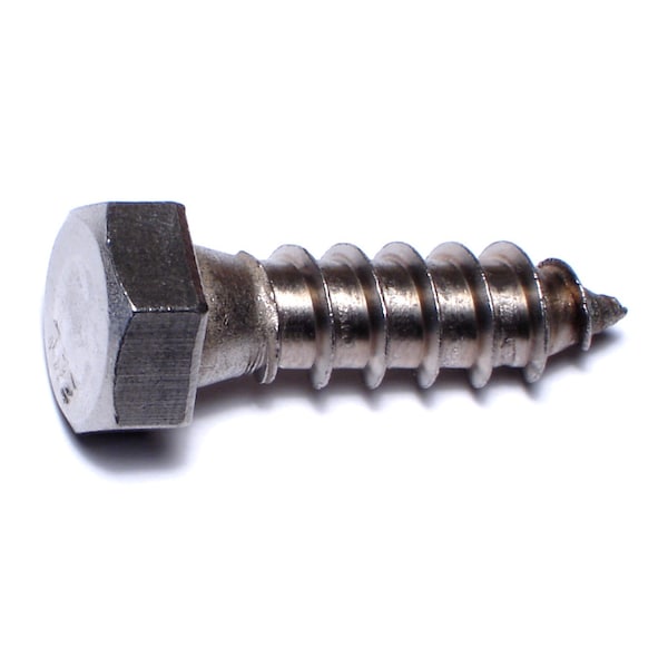 Lag Screw, 3/8 in, 1-1/4 in, Stainless Steel, Hex Hex Drive, 50 PK